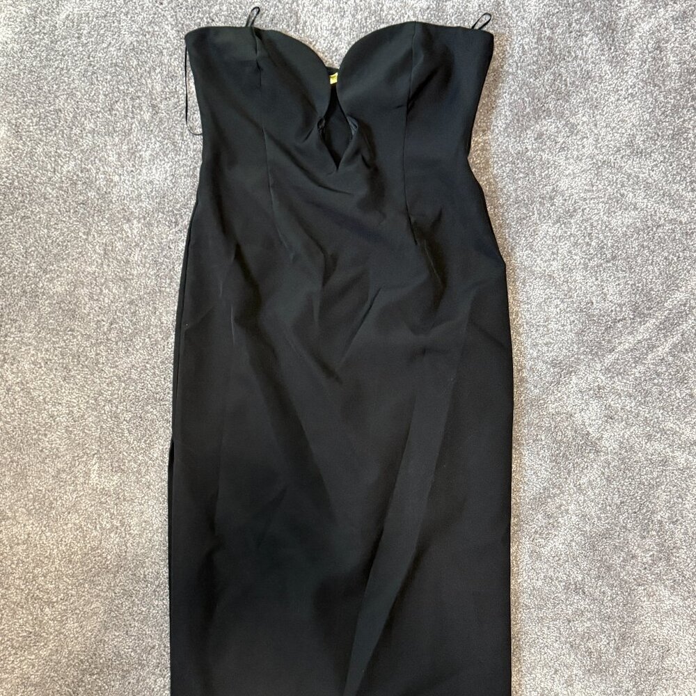 Medium BARDOT Midi Dress Black Keyhole Wire Bodice with Gold embellishment